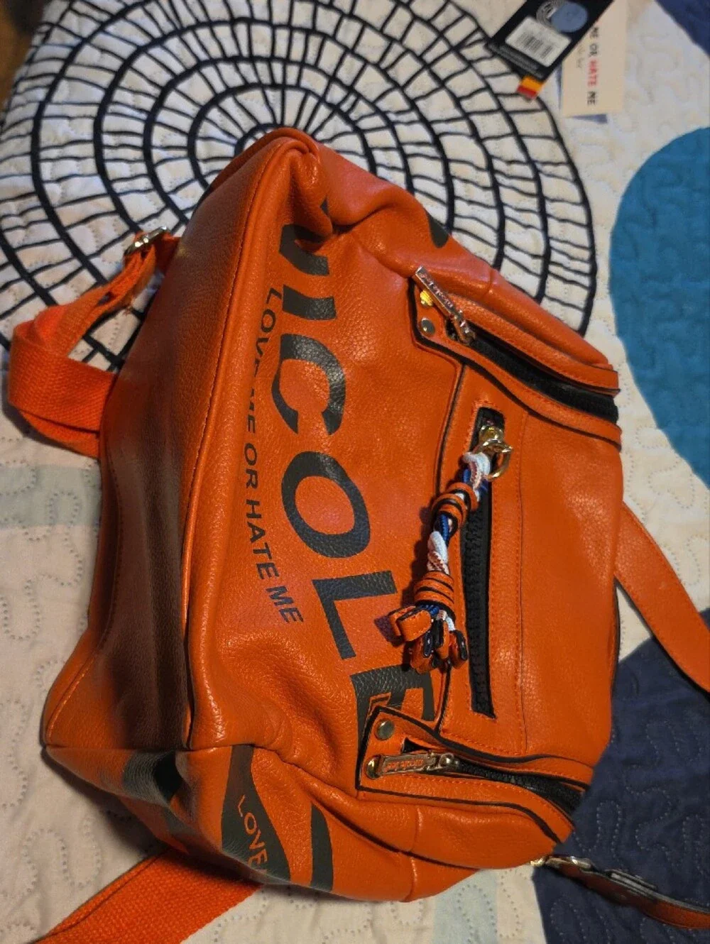 Leather Orange Crossbody Backpack - 'Love Me or Hate Me'